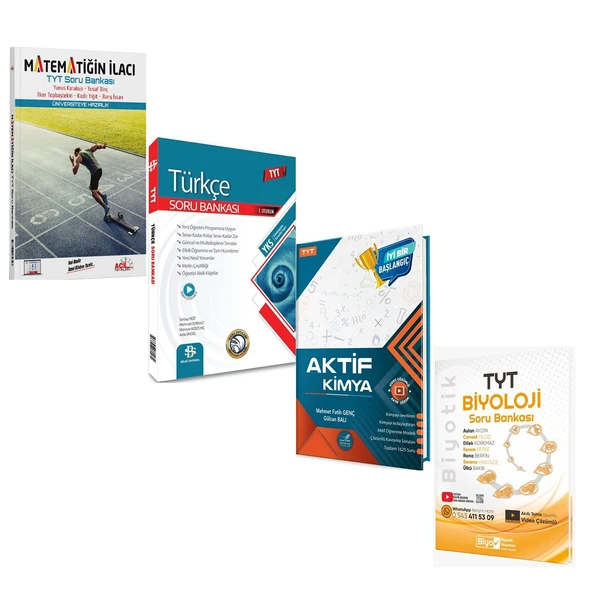 Acil Matematiğin İlacı Bilgi Sarmal Türkçe Aktif Kimya ve Biyotik Biyoloji Soru Bankası Seti 4 Kitap ürün görseli 1
