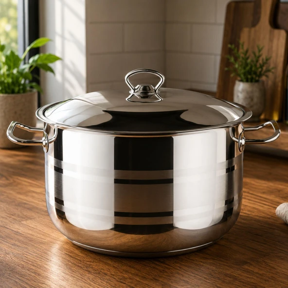 LINES SILVER 22 CM DERIN CELIK TENCERE  METAL KULP - Resim 2