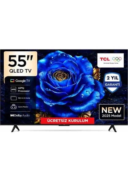 TCL 55T61C 55" 140 Ekran Uydu Alıcılı 4K Ultra HD Google Smart QLED TV ürün görseli 1