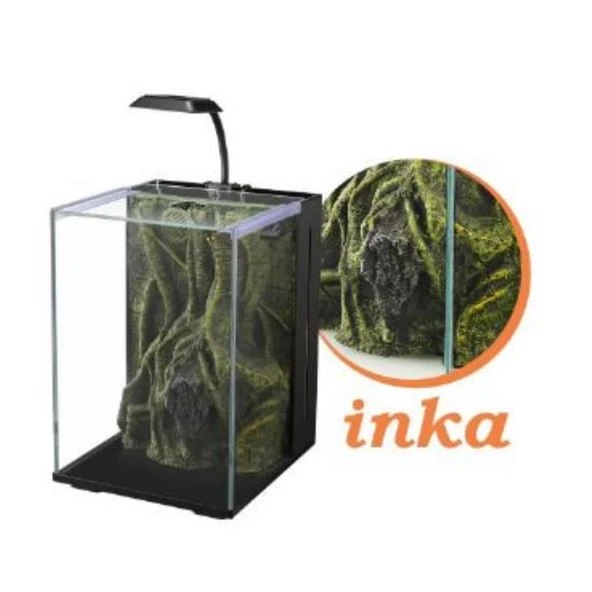 Nubios Inca Dekorlu Nano Akvaryum Siyah 20x22x29 Cm ürün görseli 1