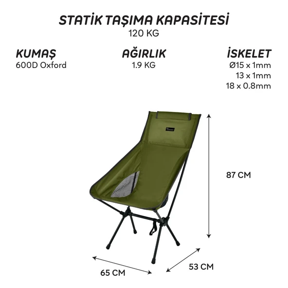 FreeCamp Waylay Katlanır Sandalye-HAKİ - Resim 4