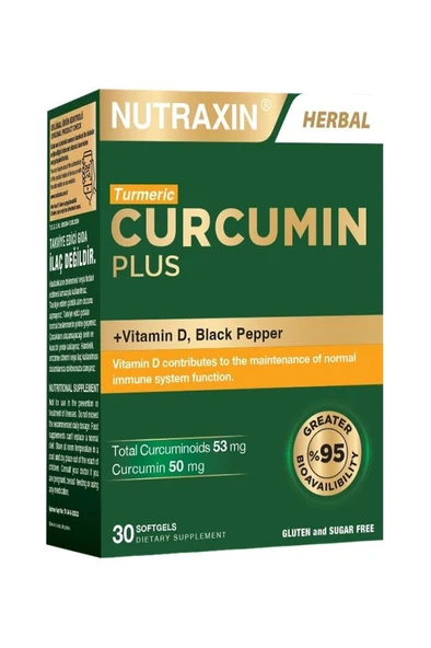 Nutraxin Curcumin Plus Vitamin D 50 Mg 30 Kapsül ürün görseli 1