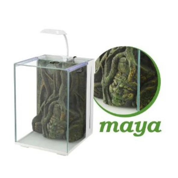 Nubios Maya Dekorlu Nano Akvaryum Beyaz 20x22x29 Cm ürün görseli 1