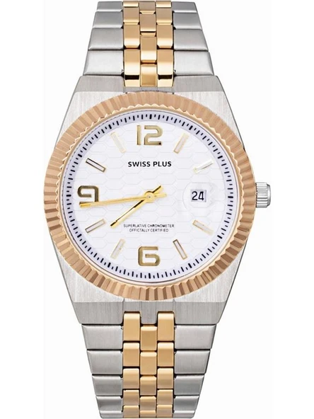 Swiss Plus Erkek Kol Saati - Signature Collection - Model-10 ST3442AGS White/gold ürün görseli 1
