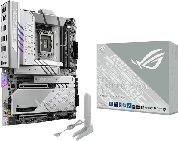 ASUS ROG MAXIMUS Z890 APEX Intel Z890 LGA1851 DDR5 9600 HDMI 2xUSB4 6x M2 USB3.2 WiFi 7 + BT AURA RGB 5Gbit LAN ATX 22+1+2+2 Güç Aşamaları, Anakart Outlet ürün görseli 1