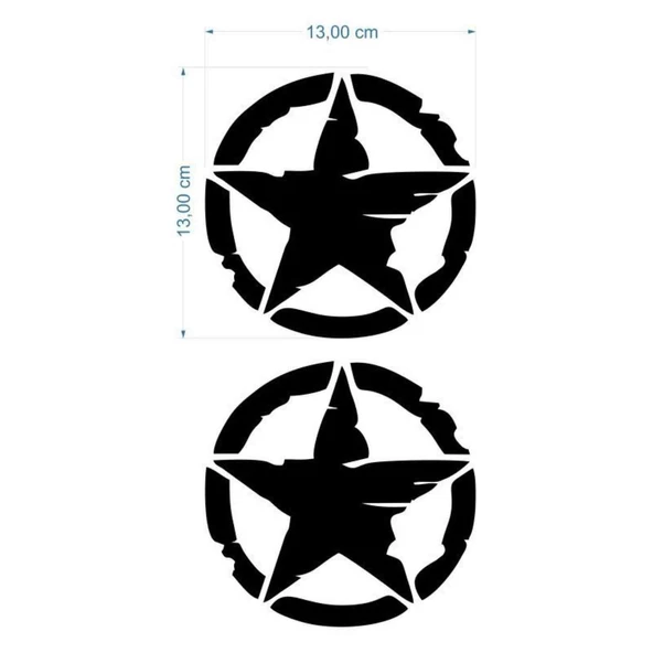 Skm Army Yıldız 13 X 13 Cm Siyah Sticker 2 Li ürün görseli 1