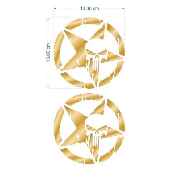 Skm Army Yıldız Kuru Kafa 13 X 13 Cm Gold Sticker 2 Li ürün görseli 1