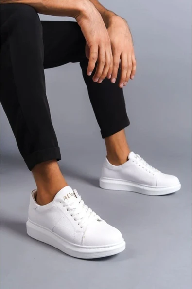 aradimtaradim SLW151 Boost Bağcıklı Cilt Erkek Günlük Sneaker Ayakkabı CBT - Beyaz ürün görseli 1