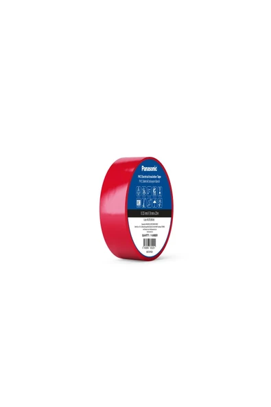Panasonic FR PVC Elektrik İzolasyon Bandı Kırmızı 20m 1.80cm X 0,125mm - 8 Adet ürün görseli 1