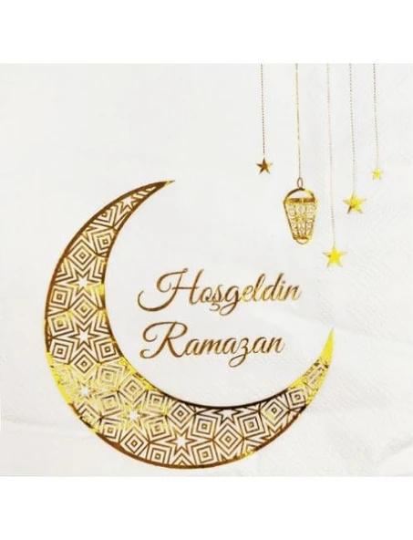 Ramazan Varak Baskılı Hilal Model Peçete 20'li - Ramazan Sofra Peçetesi - Resim 5