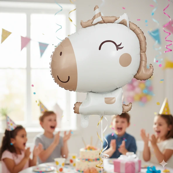 51x54 cm Retro Unicorn Karamel Folyo Balon - Doğum Günü Parti Dekorasyon Balonu ürün görseli 1