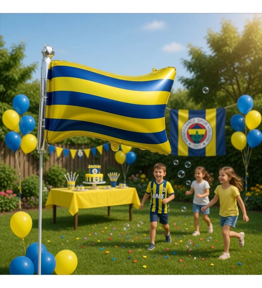 Fener FB Sarı Lacivert Bayrak Folyo Balon 71x50 CM Taraftar Parti Dekorasyonu ürün görseli 1