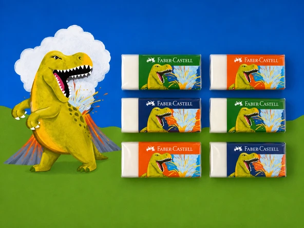 Faber Castell Dino Desenli Silgi 6 Adet - Resim 3