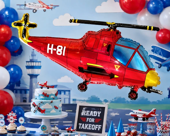 Helikopter Folyo Balon 89x52 CM Doğum Günü Parti Dekorasyon Süsü ürün görseli 1