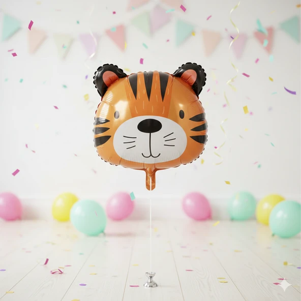 52x53 cm Kaplan Kafası Folyo Balon - Doğum Günü Parti Dekorasyon Balonu ürün görseli 1