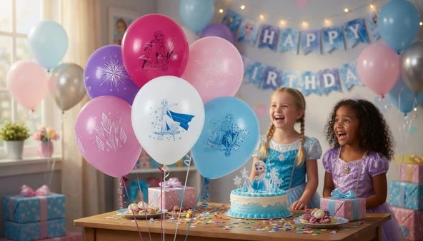 Balon 12 İnç Frozen Baskılı 6'lı Balon Seti Doğum Günü Parti Süsleme Çocuk Konsept ürün görseli 1