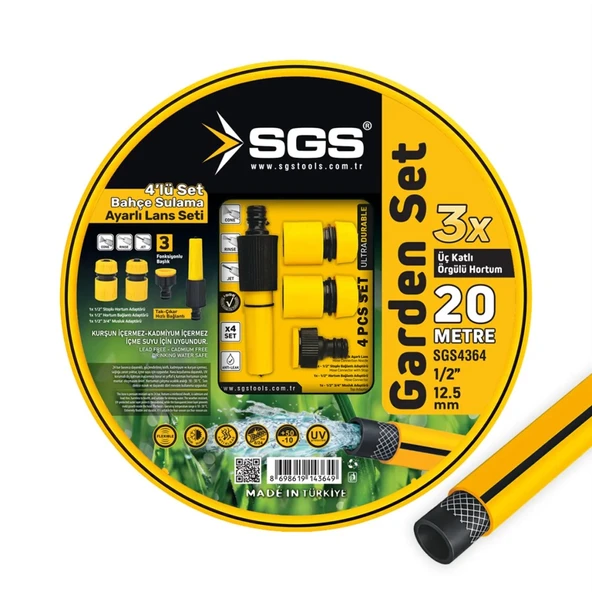SGS Gardenflex Hortum Bahçe Sulama Seti 4 Parça ürün görseli 1