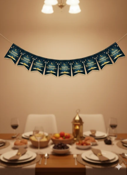 Ramazan Mübarek 17x12 cm 10'lu Kırlangıç Bayrak Hoş Geldin Ramazan Süs ürün görseli 1