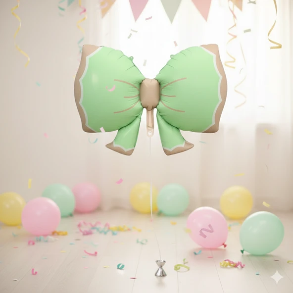 92x58 cm Fiyonk Retro Yeşil Folyo Balon - Doğum Günü Parti Dekorasyon Balonu ürün görseli 1