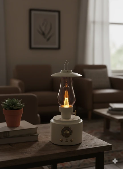 Şarjlı Masa Lambası Kamp Model - Bluetooth Hoparlörlü LED Lamba - Resim 4