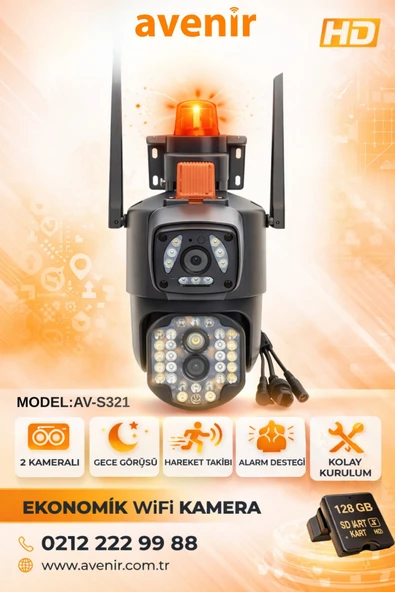 AVENİR AV-S321 2 KAMERALI 6M PTZ KAMERA ürün görseli 1