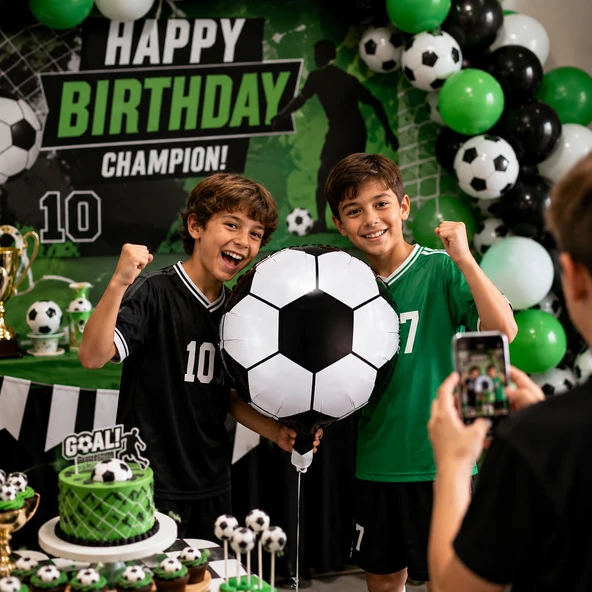 Beşiktaş Temalı Futbol Topu Folyo Balon Siyah Beyaz 45 Cm Parti Süsü Dekoru ürün görseli 1