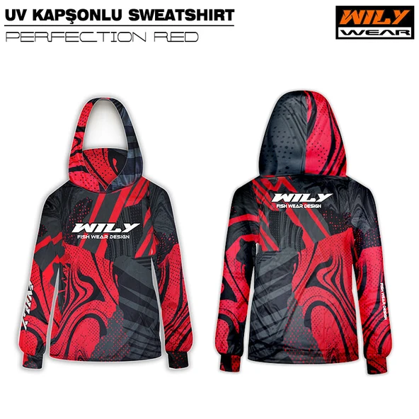 Wily Wear UV Kapşonlu Sweatshirt Perfection Red  L ürün görseli 1