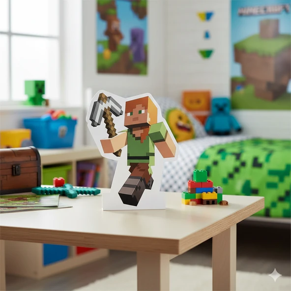 Minecraft Alex Ayaklı Masa Üstü Pano 34x27 cm Dekoratif Çocuk Oda Aksesuarı ürün görseli 1