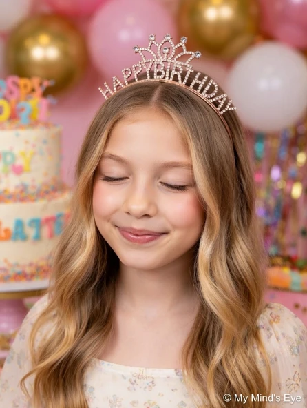 Happy Birthday Metal Taşlı Taç Rose Gold Renk Doğum Günü Parti Saç Aksesuarı ürün görseli 1
