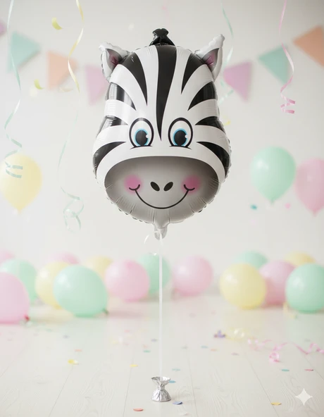 18 İnç Safari Zebra Folyo Balon - Doğum Günü Parti Dekorasyon Balonu ürün görseli 1