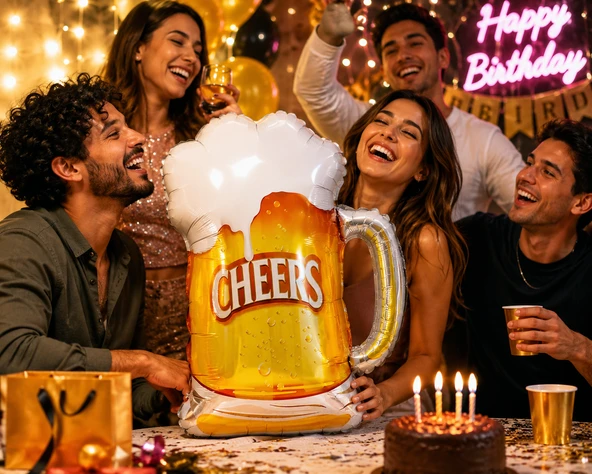 Folyo Balon Cheers Bira Bardağı 70x56 Cm Yılbaşı Parti Süsü Dekor Eğlence Balonu ürün görseli 1