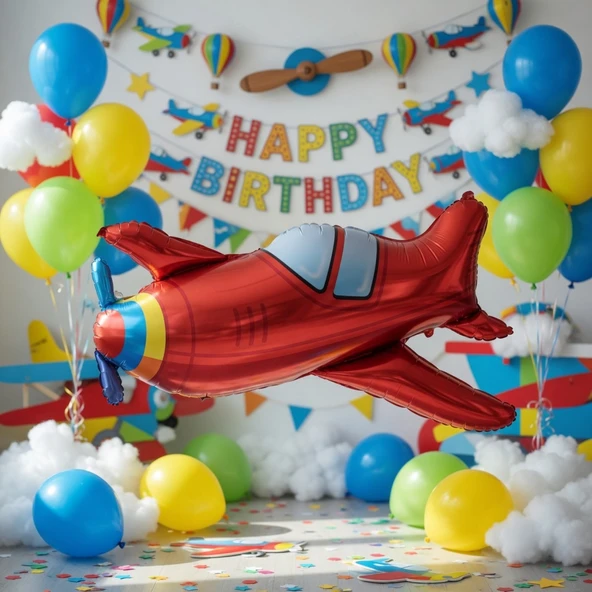 Uçak Folyo Balon 53x94 CM Doğum Günü Parti Dekorasyon Balon Süsü ürün görseli 1