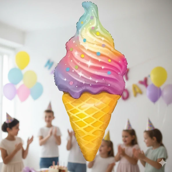 110x50 cm Dondurma Folyo Balon 47 İnç - Doğum Günü Parti Dekorasyon Balonu ürün görseli 1