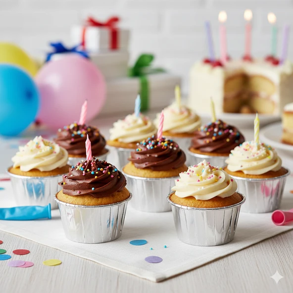 Düz Gümüş Cupcake Kapsülü No.2 25'li - Kek ve Cupcake Sunum Kapsülü ürün görseli 1