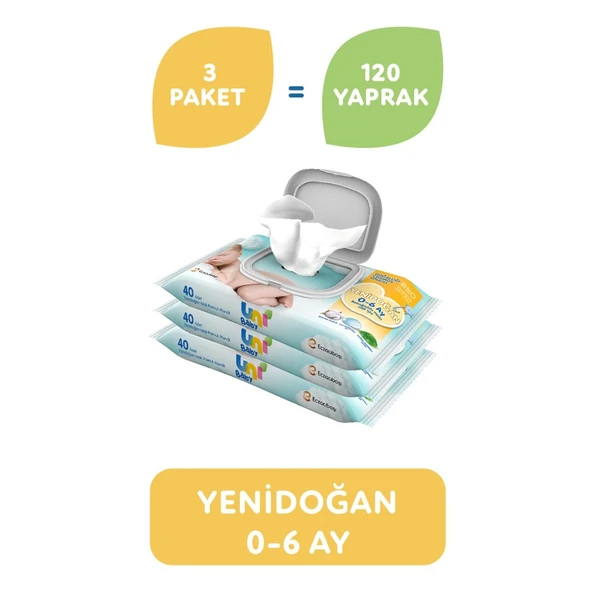 Yenidoğan Islak Havlu Mendil 3Lü 120 Yaprak ürün görseli 1