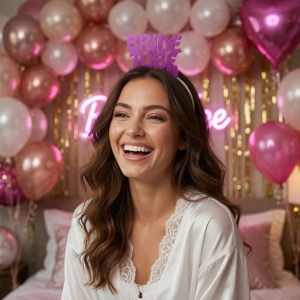 Taç Eva Bride To Be Mor Simli Taşlı Bekarlığa Veda Partisi Gelin Tacı Saç Aksesuarı ürün görseli 1