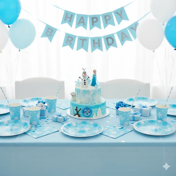 Kar Temalı Frozen Elsa Tabak 23 cm 8 Parça Çocuk Doğum Günü Parti Tabağı ürün görseli 1