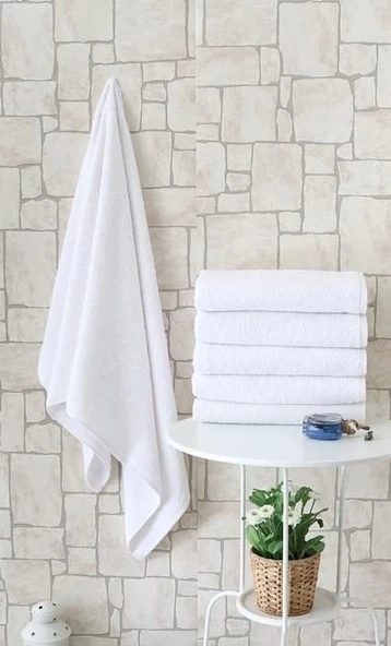 Nevresim Dünyası Otel Tipi 6'lı 70x140 Banyo Havlusu Beyaz ürün görseli 1