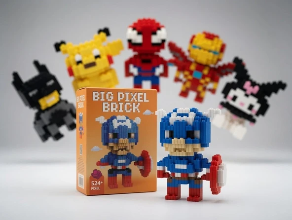 Lego Big Pixel Bricks 3D Kaptan Amerika Büyük Boy Yapım Seti Dekoratif Koleksiyon Figürü ürün görseli 1