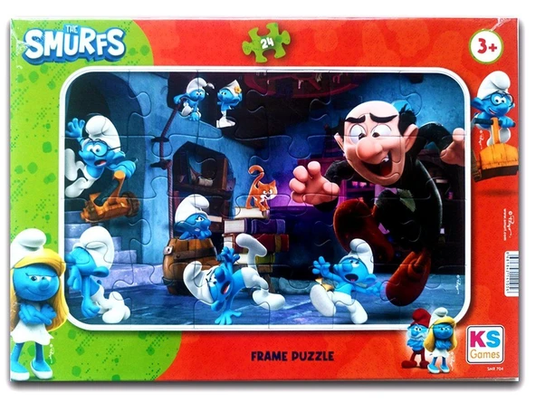 24 Parça Şirinler Frame Puzzle - Çocuklar İçin Eğitici Yapboz ürün görseli 1