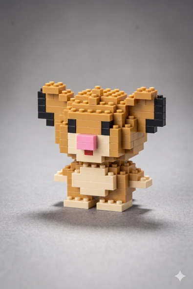 Lego Bricks 3D Aslan Simba 5 cm Mini Yapım Seti Eğitici Oyuncak Model - Resim 4