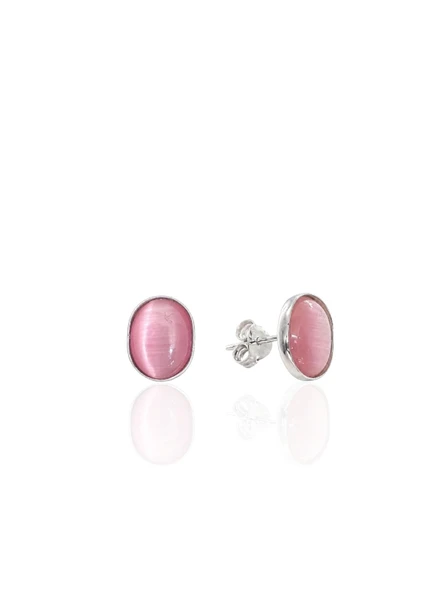 Pembe Oval Sedef Taşlı Gümüş Küpe 1x0.8cm [OYOK376] ürün görseli 1