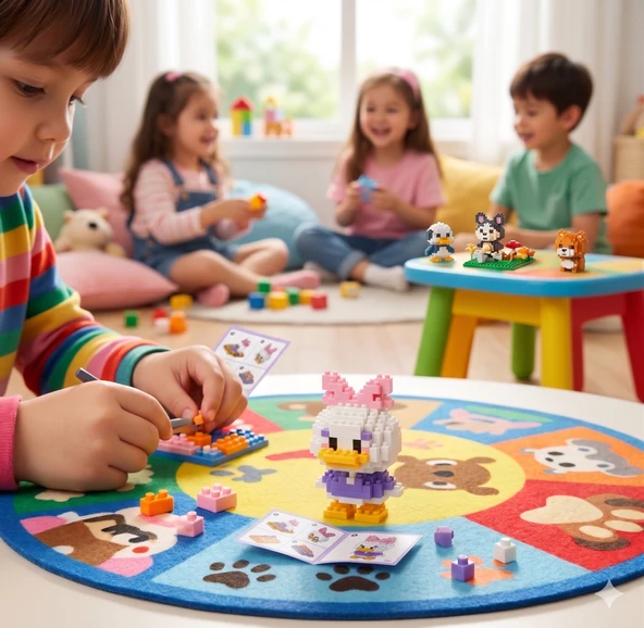 Lego Bricks 3D Pembe Ördek Daisy Duck 5 cm Mini Yapım Seti Oyuncak Model ürün görseli 1