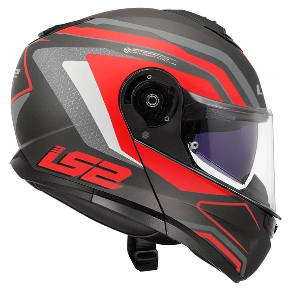 LS2 STROBE 2 PHANTOM MAT TITANIUM GRİ KIRMIZI KASK - Resim 3