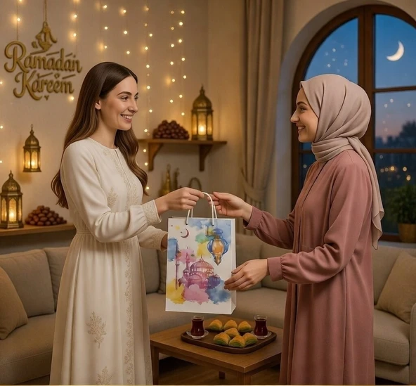 Ramazan Hediyelik Karton Çanta 26x40x8 Cm Ramazan Temalı Taşıma Çantası ürün görseli 1