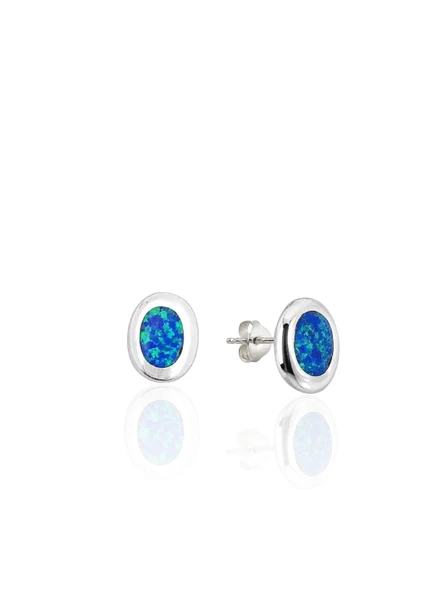 Oval Form Opal Taşlı Gümüş Küpe 1.2x0.4cm [OYOK380] ürün görseli 1