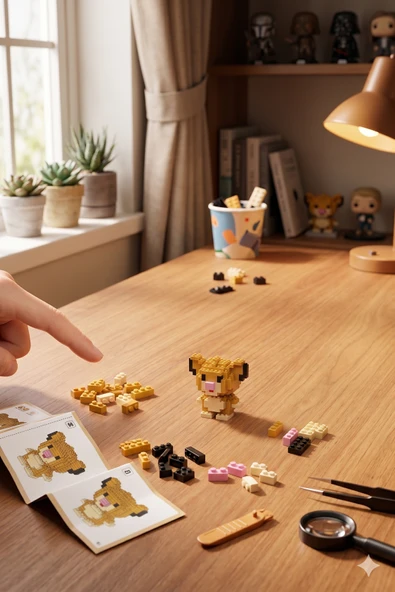 Lego Bricks 3D Aslan Simba 5 cm Mini Yapım Seti Eğitici Oyuncak Model - Resim 3
