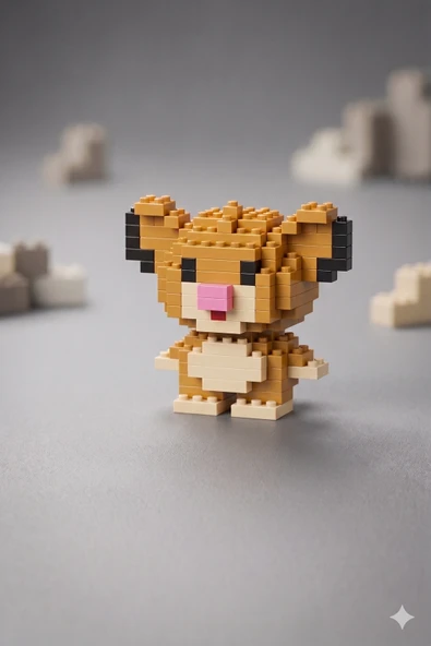Lego Bricks 3D Aslan Simba 5 cm Mini Yapım Seti Eğitici Oyuncak Model - Resim 2
