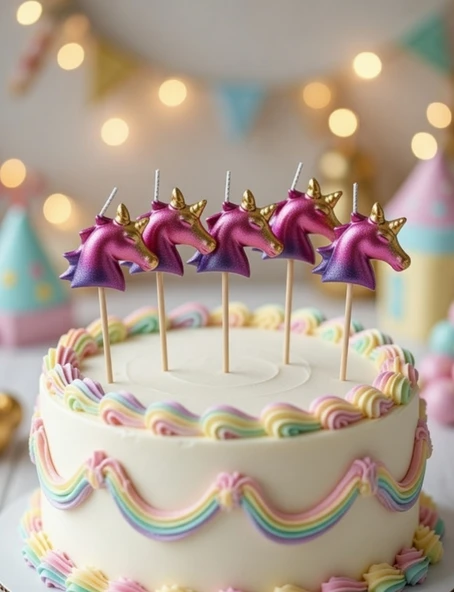 Unicorn Figürlü Mum Asetatlı 5 Parça 3 Cm Doğum Günü Süsü ürün görseli 1