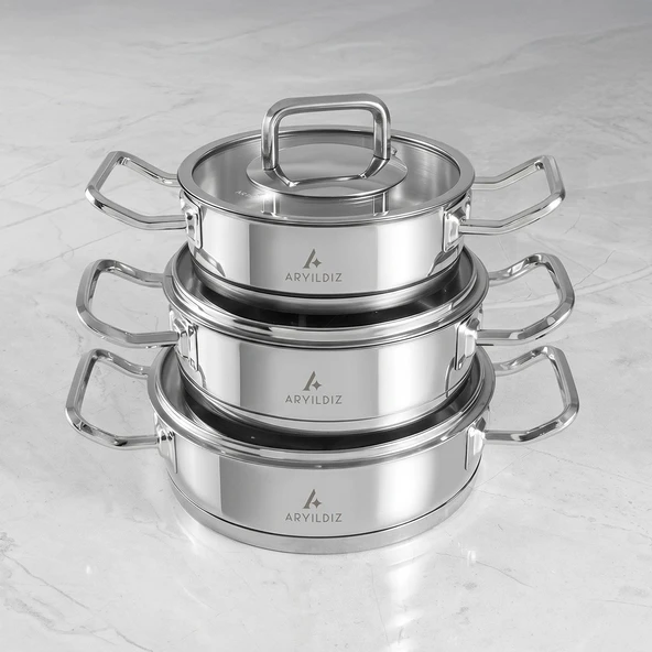 Aryıldız Vento Prestige 6 Parça Mini Tencere Seti - Resim 3